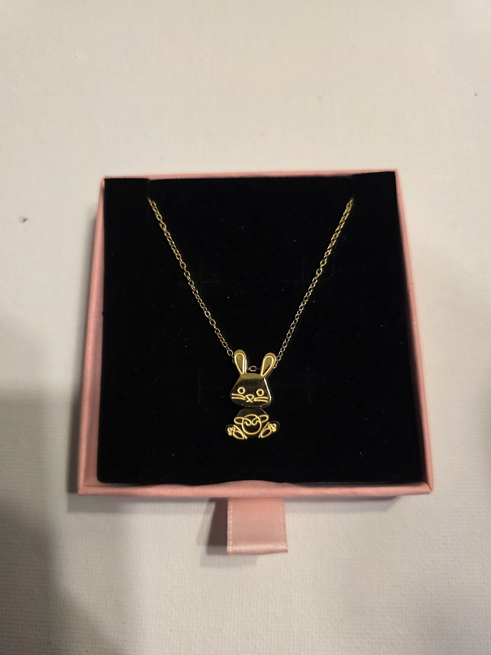 Gold Bunny Charm Necklace for Women